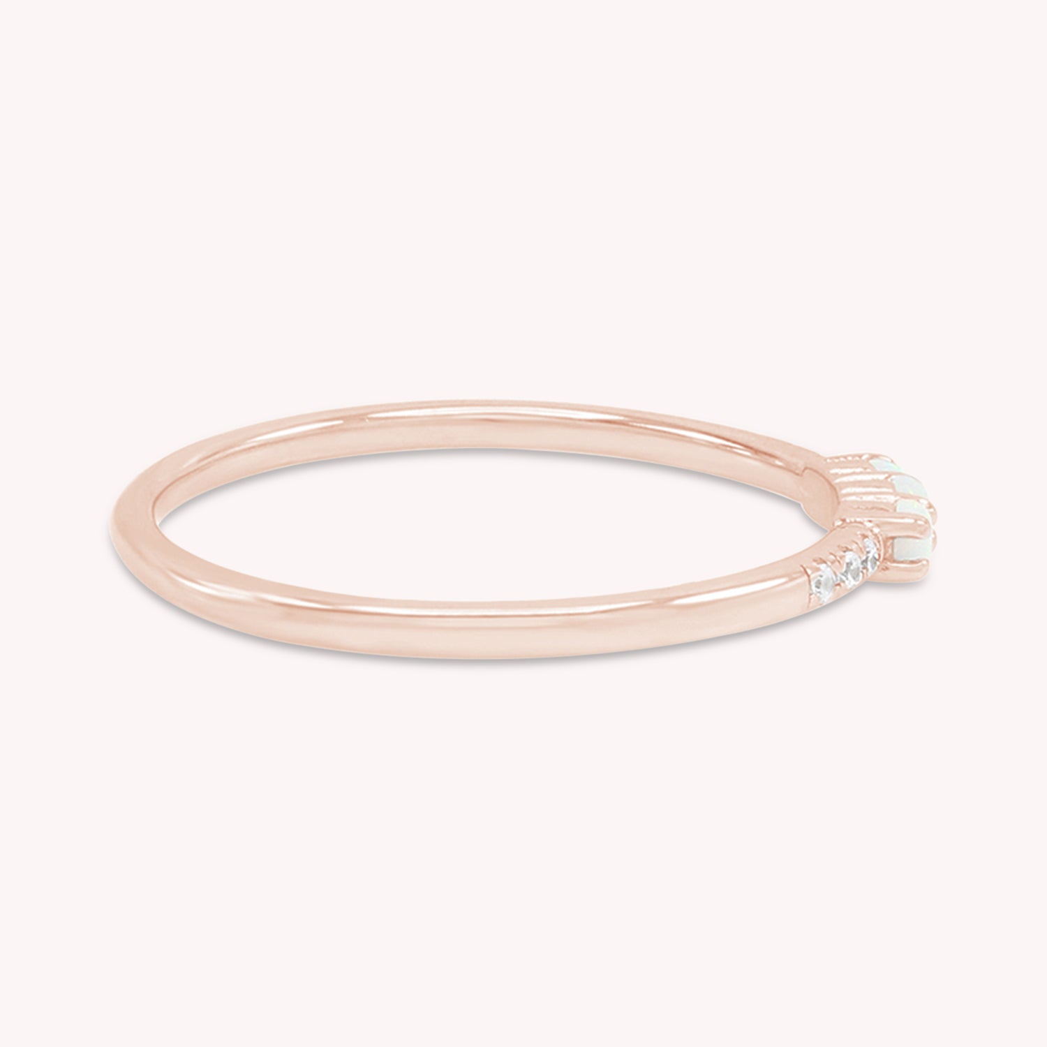 3 Stone Stackable Ring Simulated Opal & Cubic Zirconia