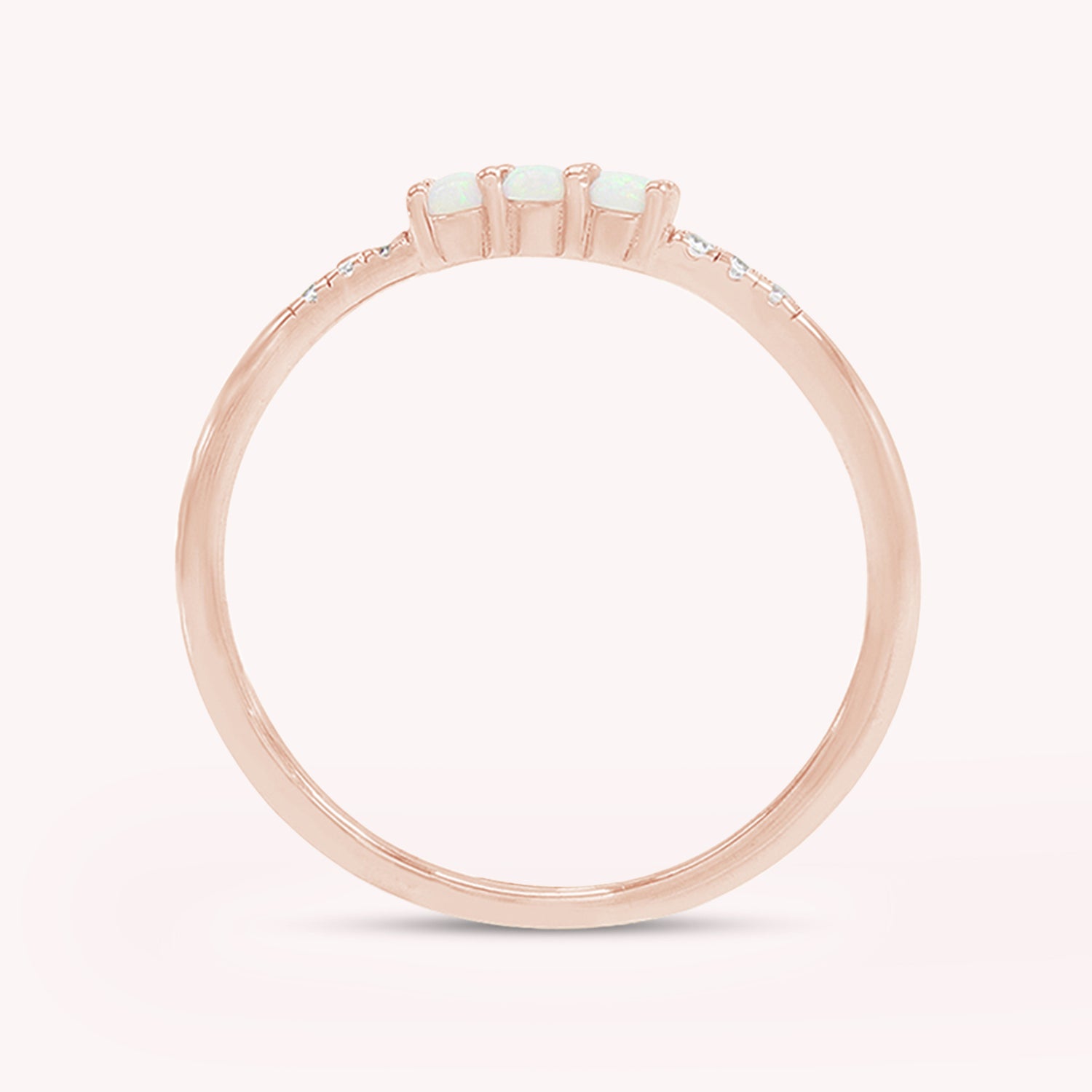 3 Stone Stackable Ring Simulated Opal & Cubic Zirconia