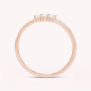 3 Stone Stackable Ring Simulated Opal & Cubic Zirconia