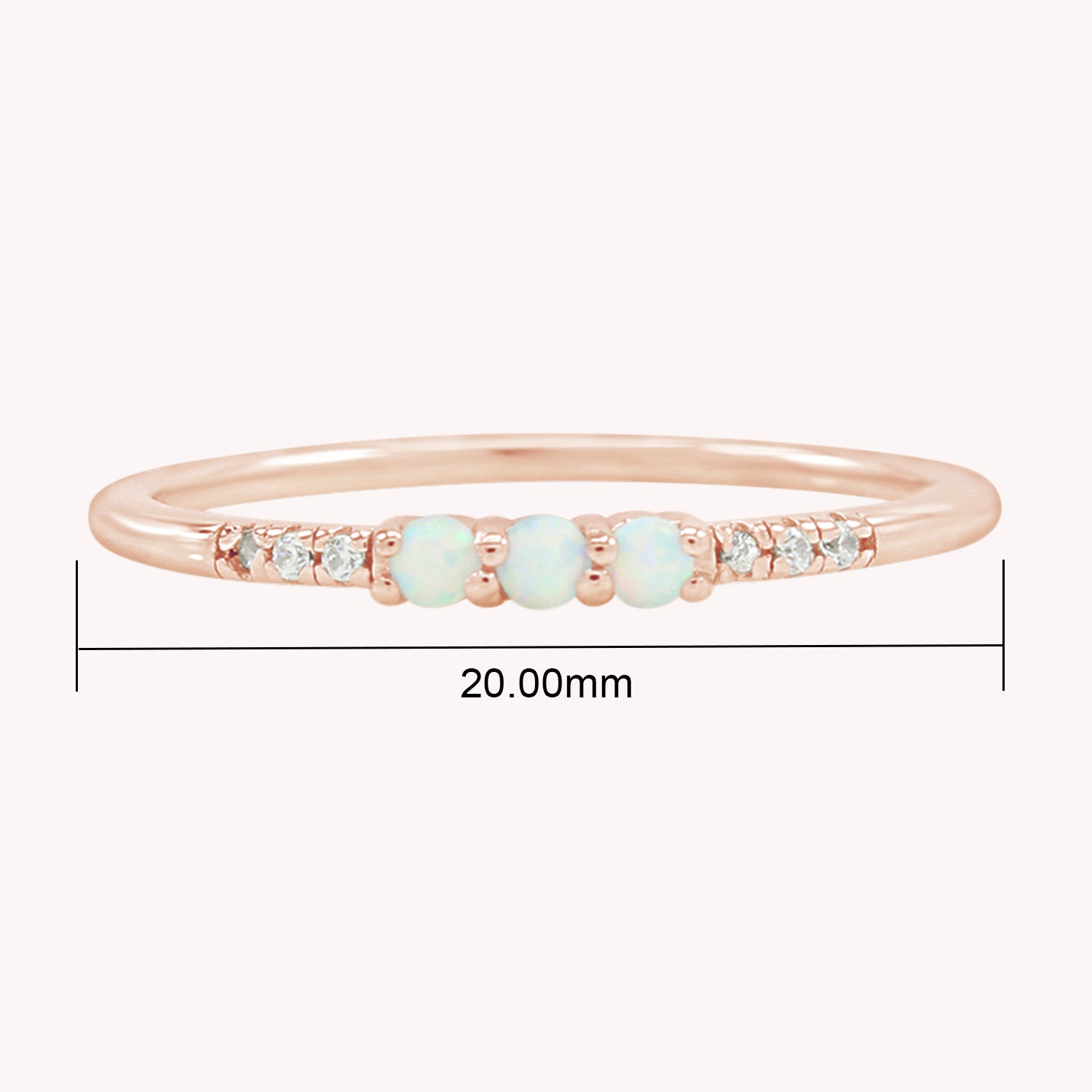 3 Stone Stackable Ring Simulated Opal & Cubic Zirconia