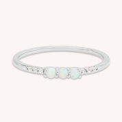 3 Stone Stackable Ring Simulated Opal & Cubic Zirconia