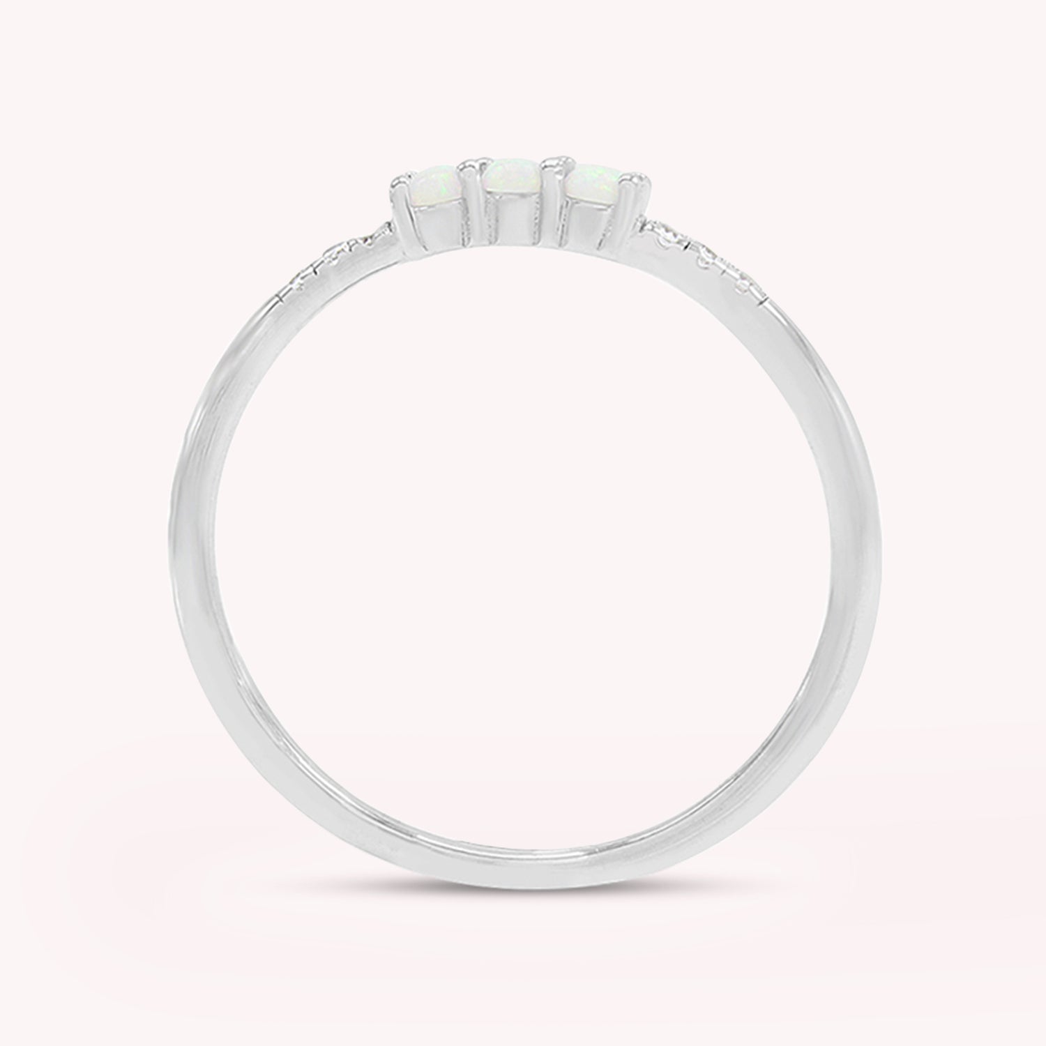 3 Stone Stackable Ring Simulated Opal & Cubic Zirconia