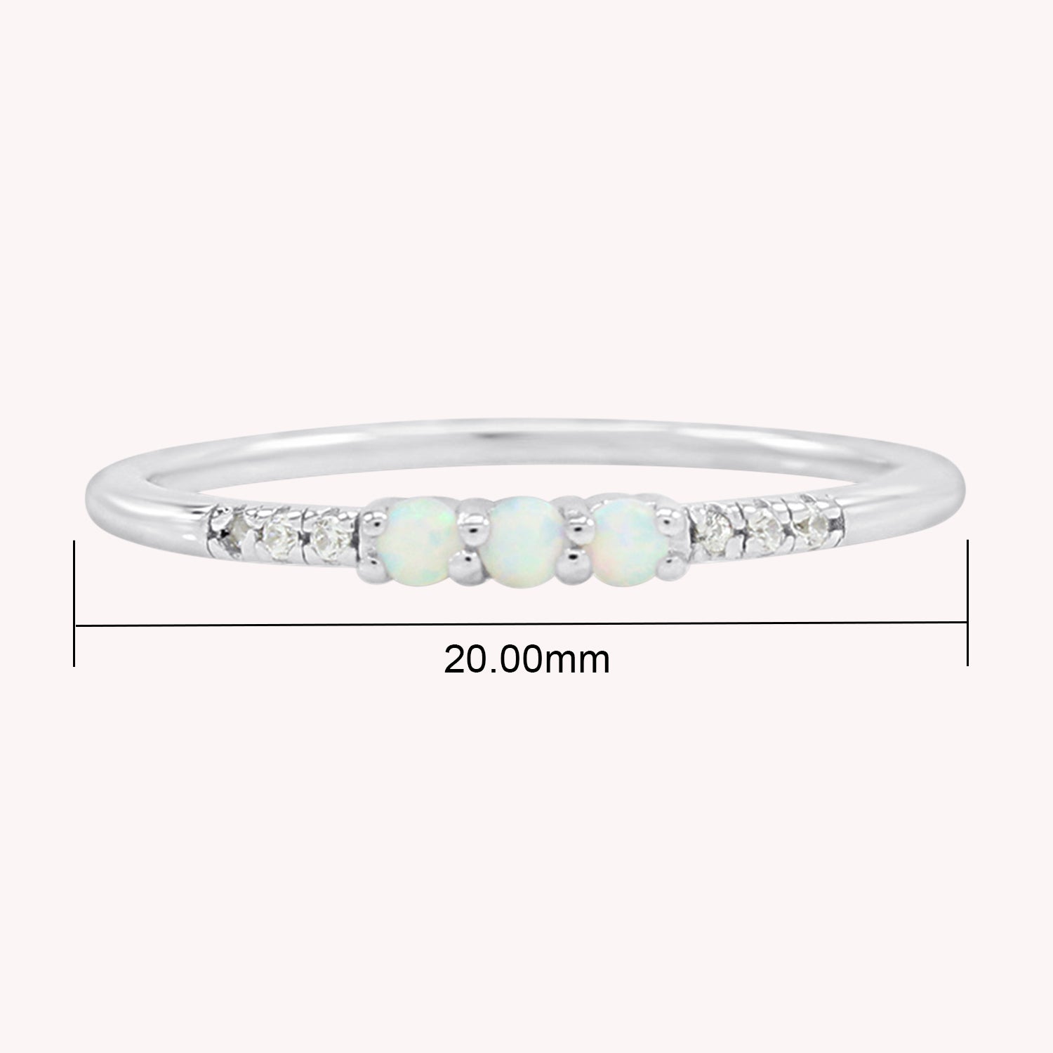 3 Stone Stackable Ring Simulated Opal & Cubic Zirconia
