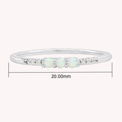 3 Stone Stackable Ring Simulated Opal & Cubic Zirconia