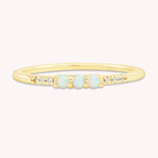 3 Stone Stackable Ring Simulated Opal & Cubic Zirconia
