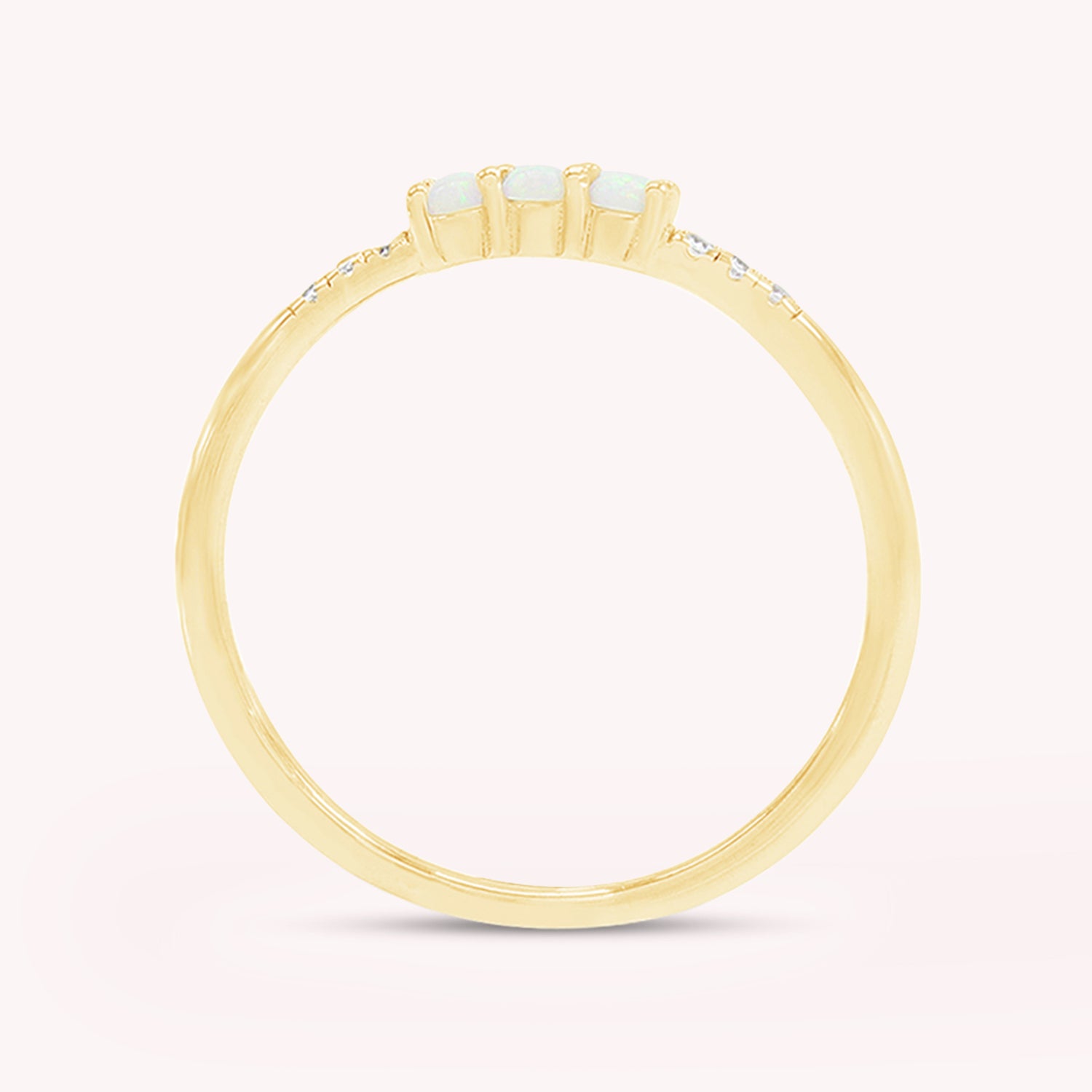 3 Stone Stackable Ring Simulated Opal & Cubic Zirconia