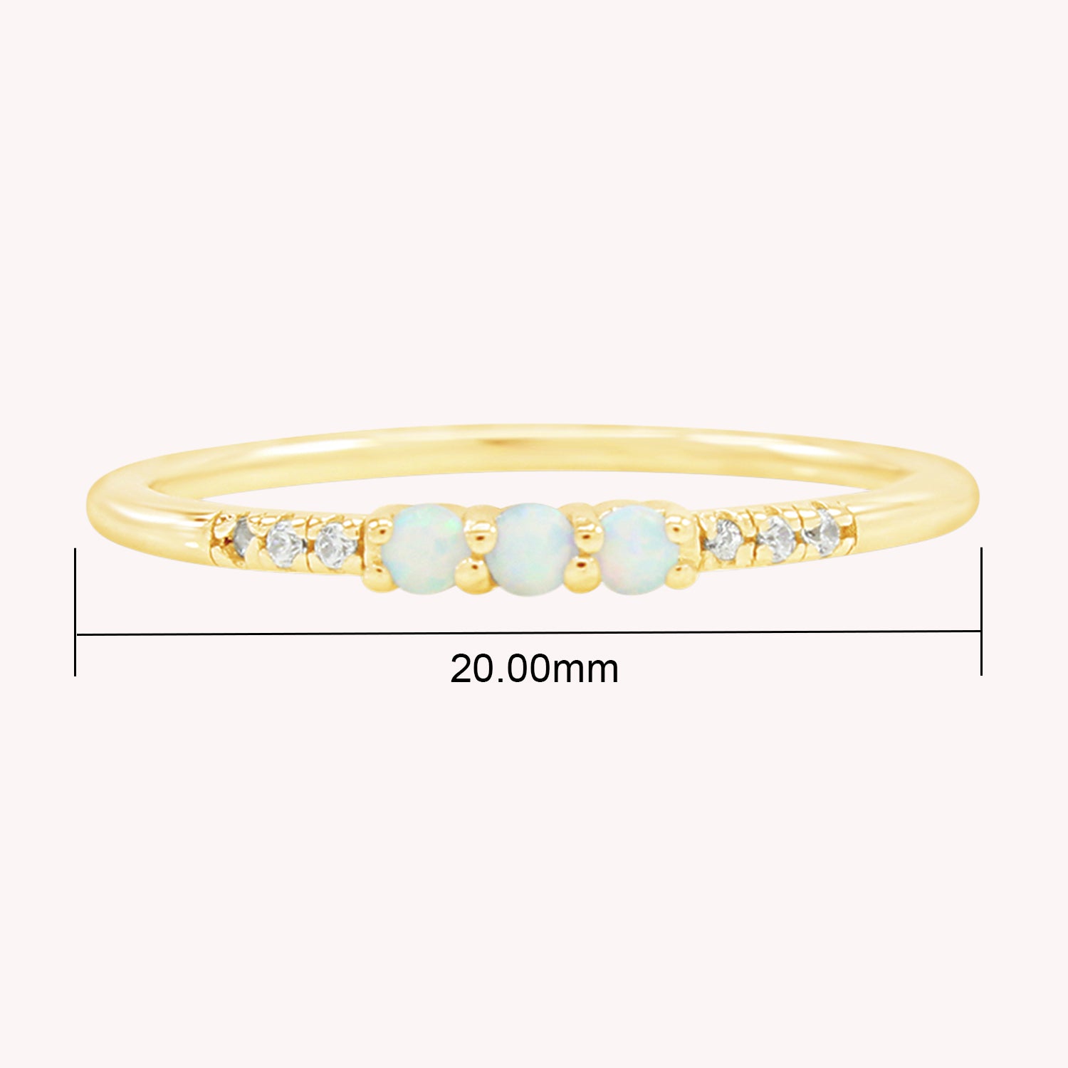 3 Stone Stackable Ring Simulated Opal & Cubic Zirconia