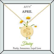 Flower Disc Charm Pendant Necklace 18K Gold Plated