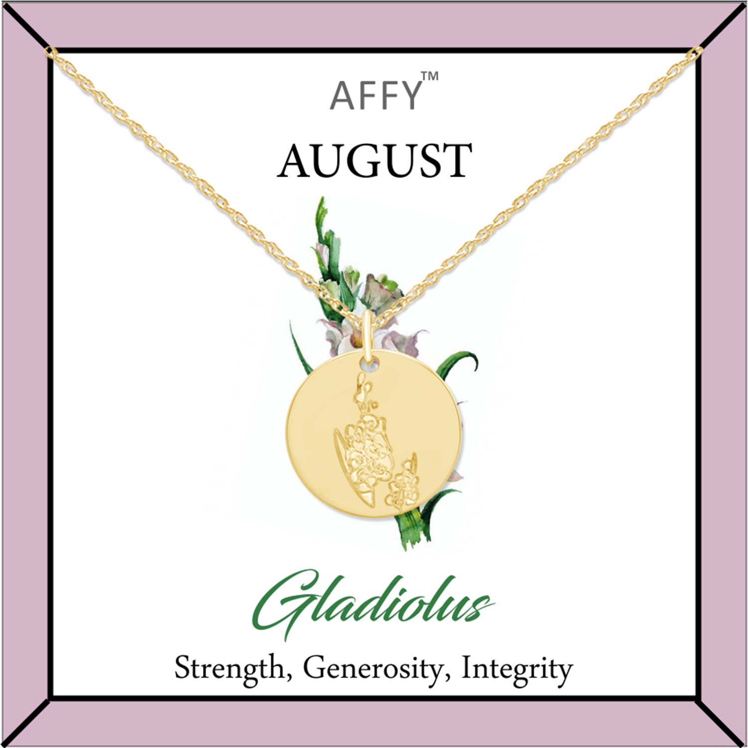 Flower Disc Charm Pendant Necklace 18K Gold Plated