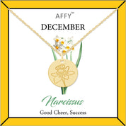 Flower Disc Charm Pendant Necklace 18K Gold Plated