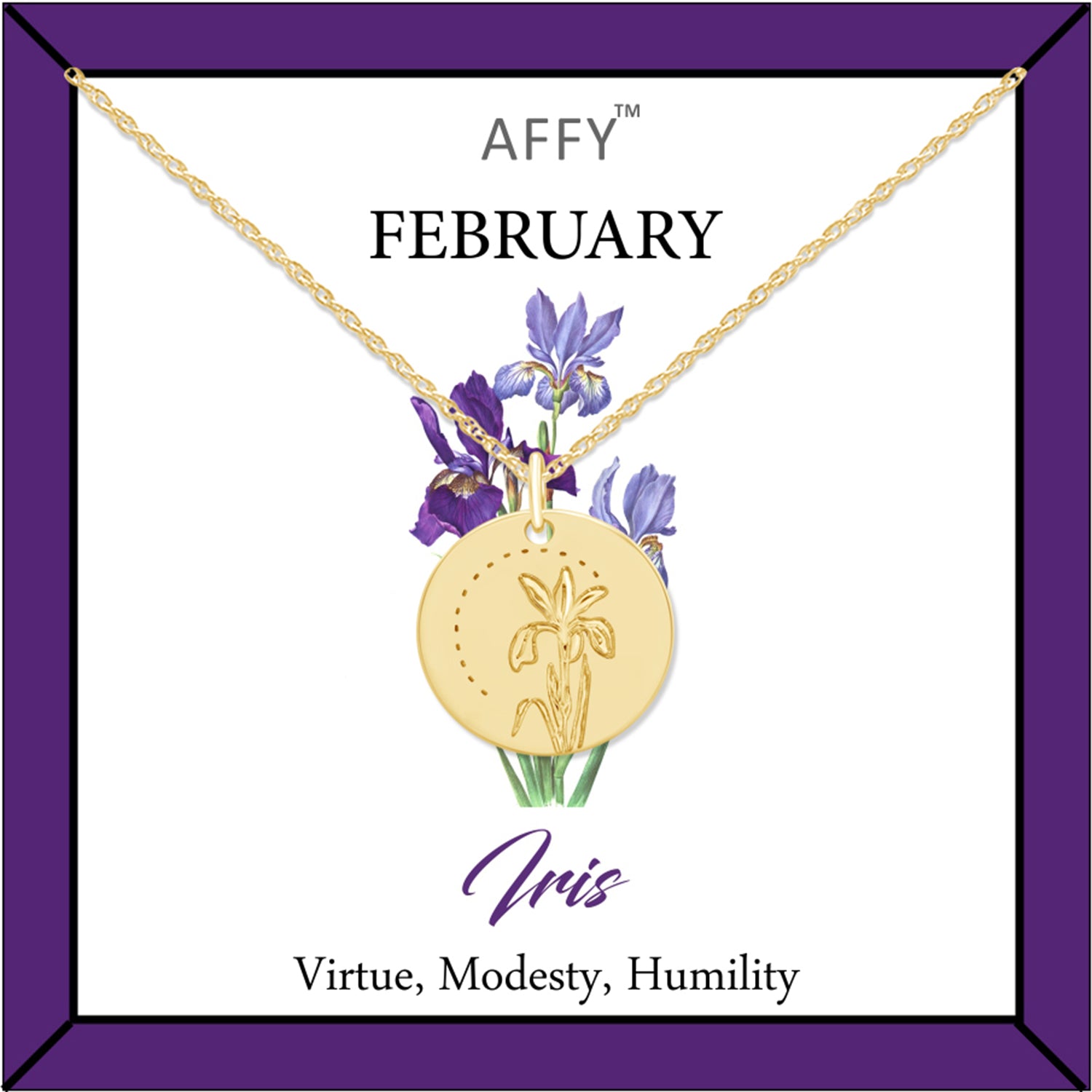 Flower Disc Charm Pendant Necklace 18K Gold Plated