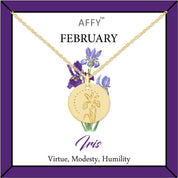 Flower Disc Charm Pendant Necklace 18K Gold Plated