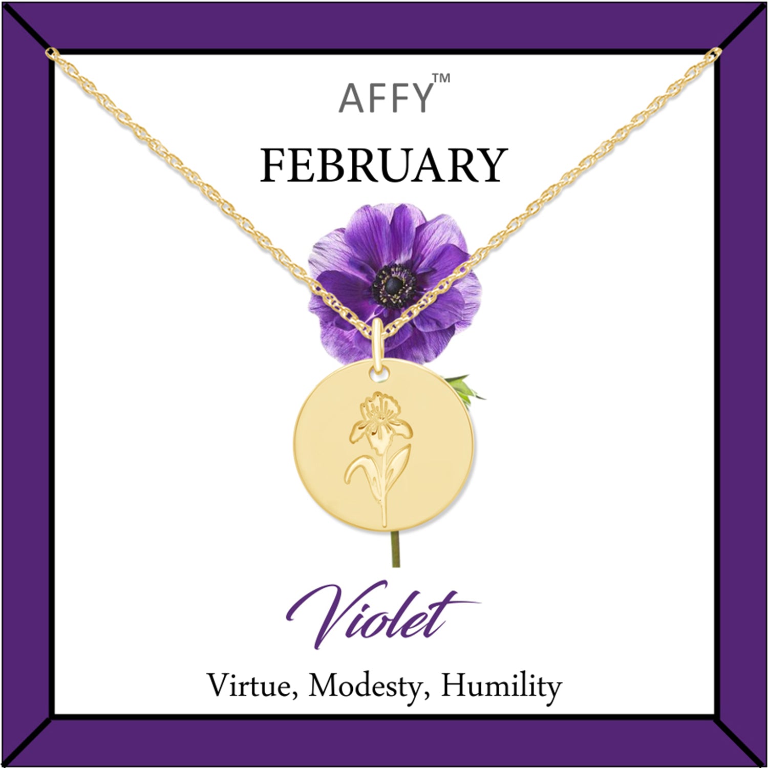 Flower Disc Charm Pendant Necklace 18K Gold Plated