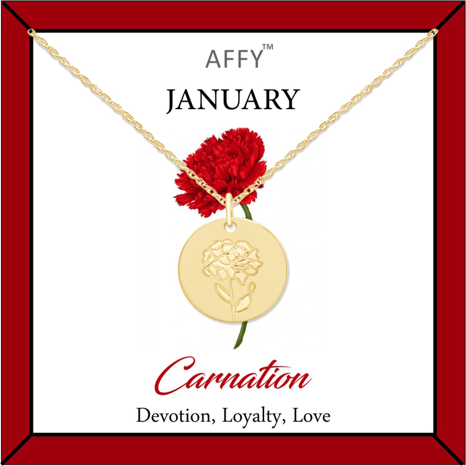 Flower Disc Charm Pendant Necklace 18K Gold Plated