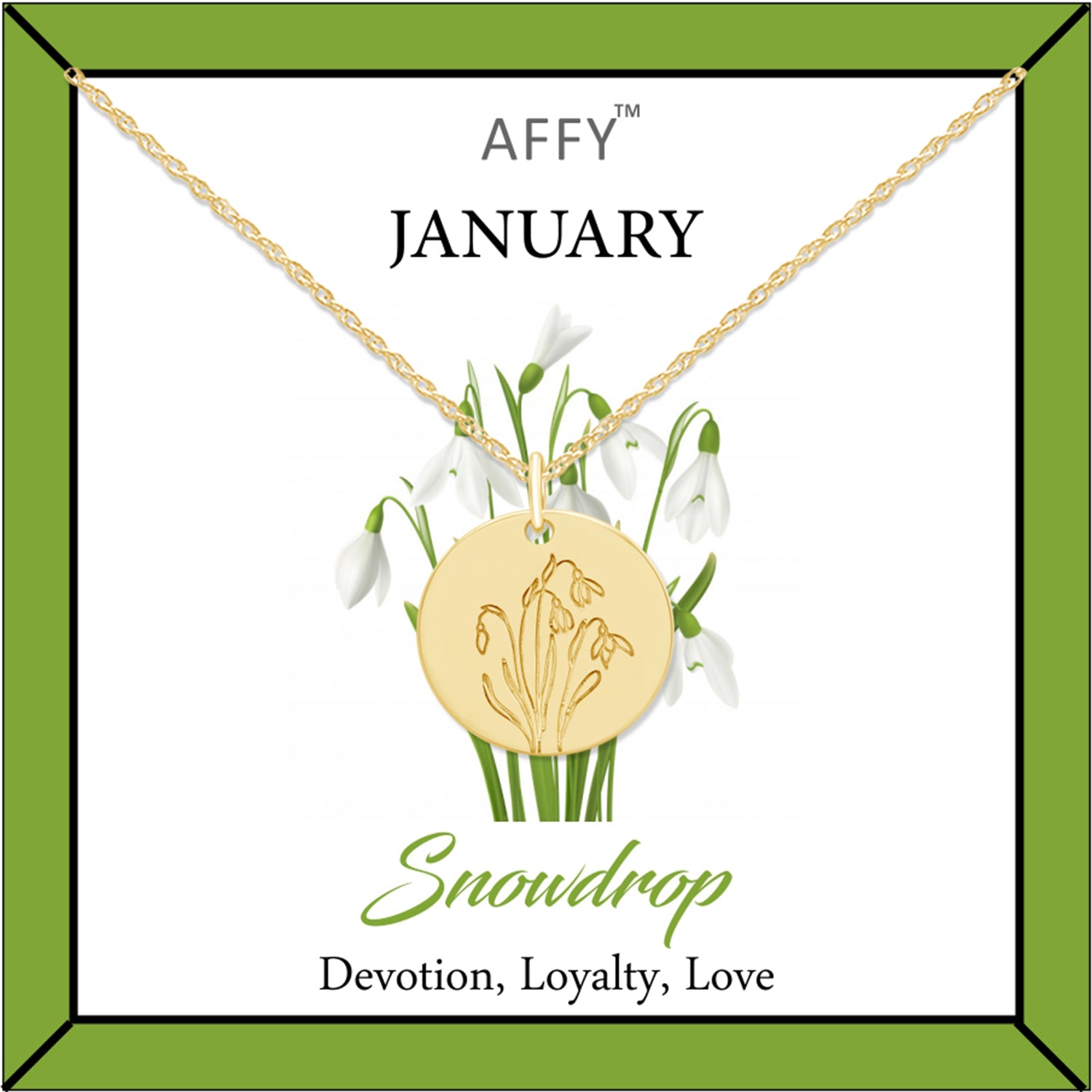 Flower Disc Charm Pendant Necklace 18K Gold Plated