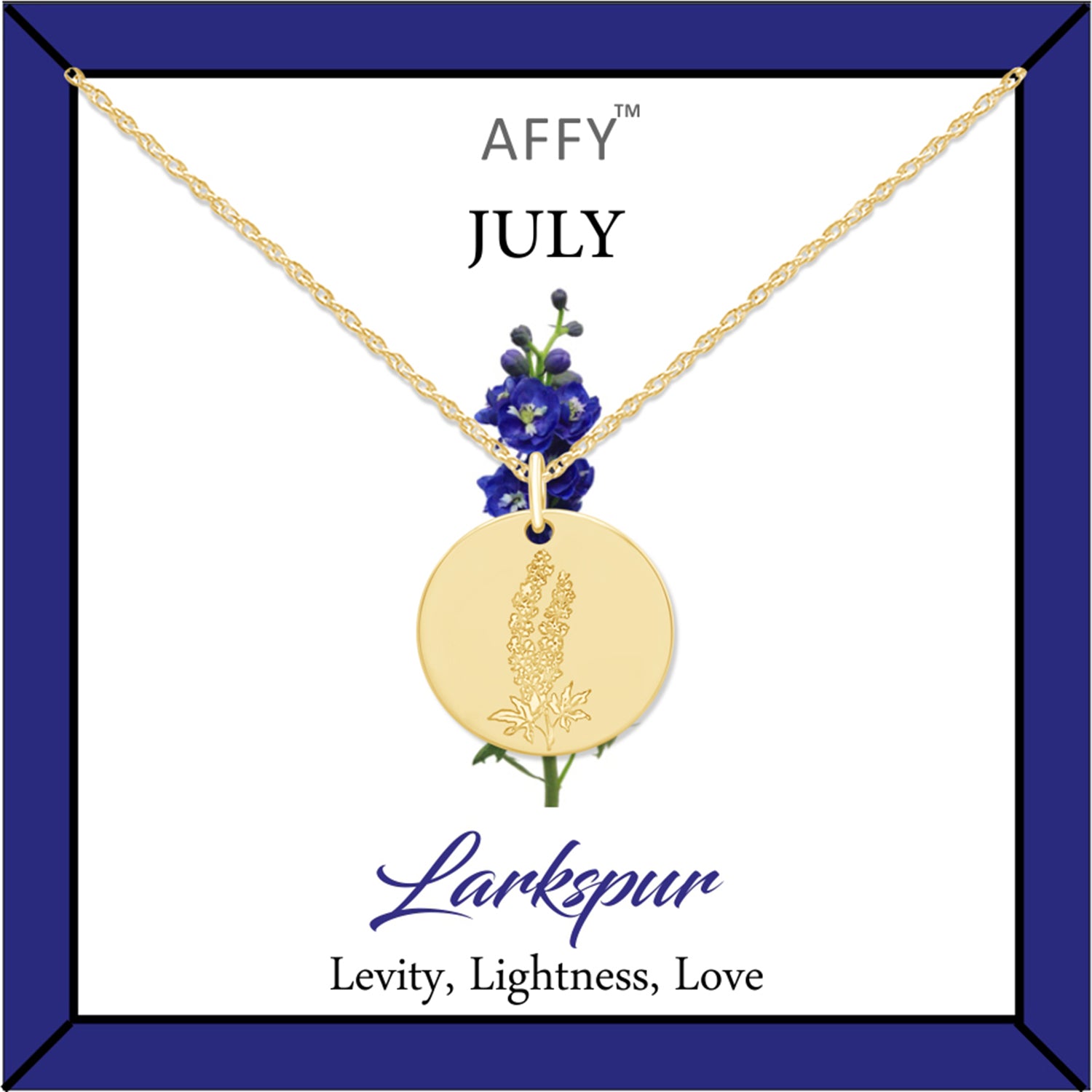 Flower Disc Charm Pendant Necklace 18K Gold Plated