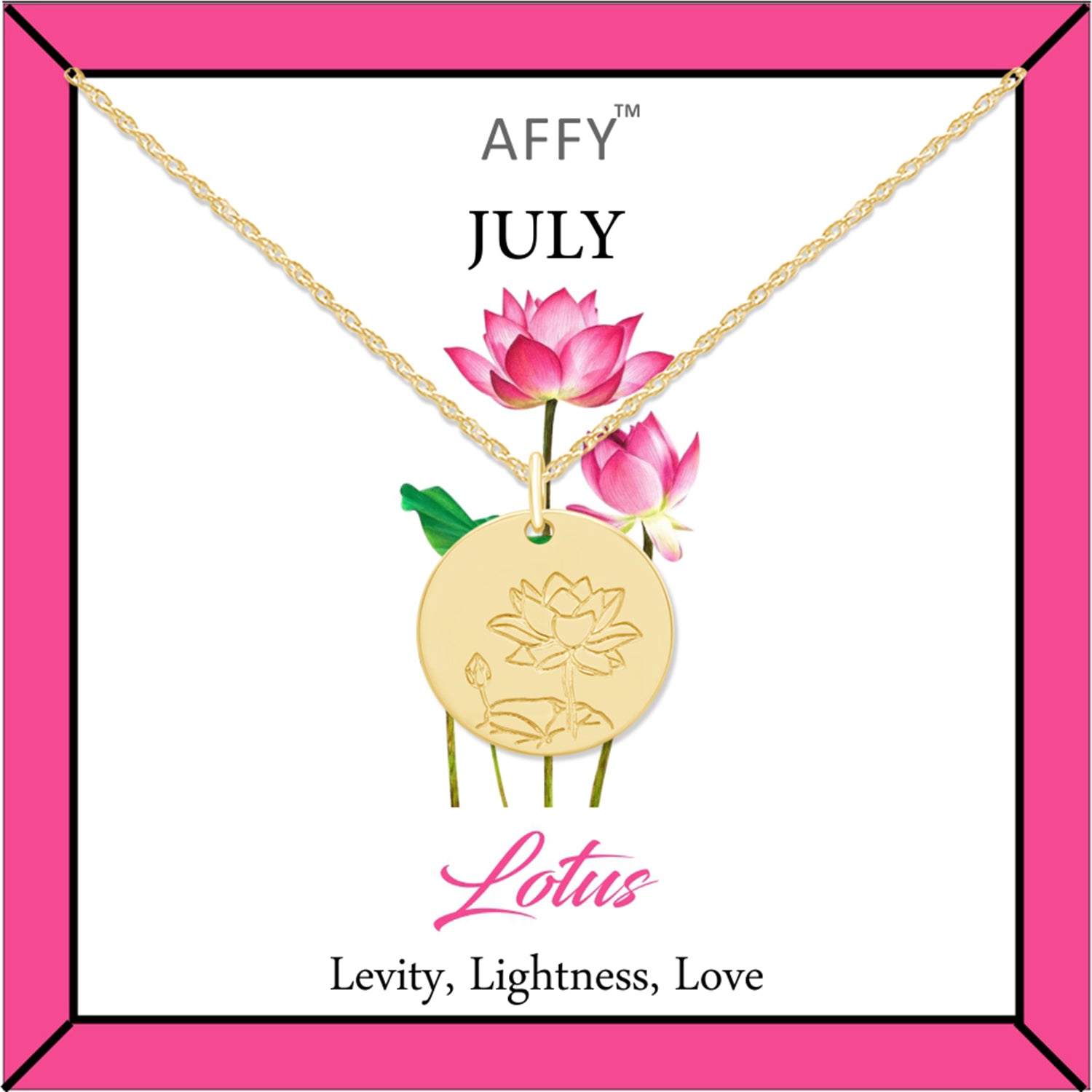 Flower Disc Charm Pendant Necklace 18K Gold Plated