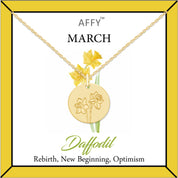 Flower Disc Charm Pendant Necklace 18K Gold Plated