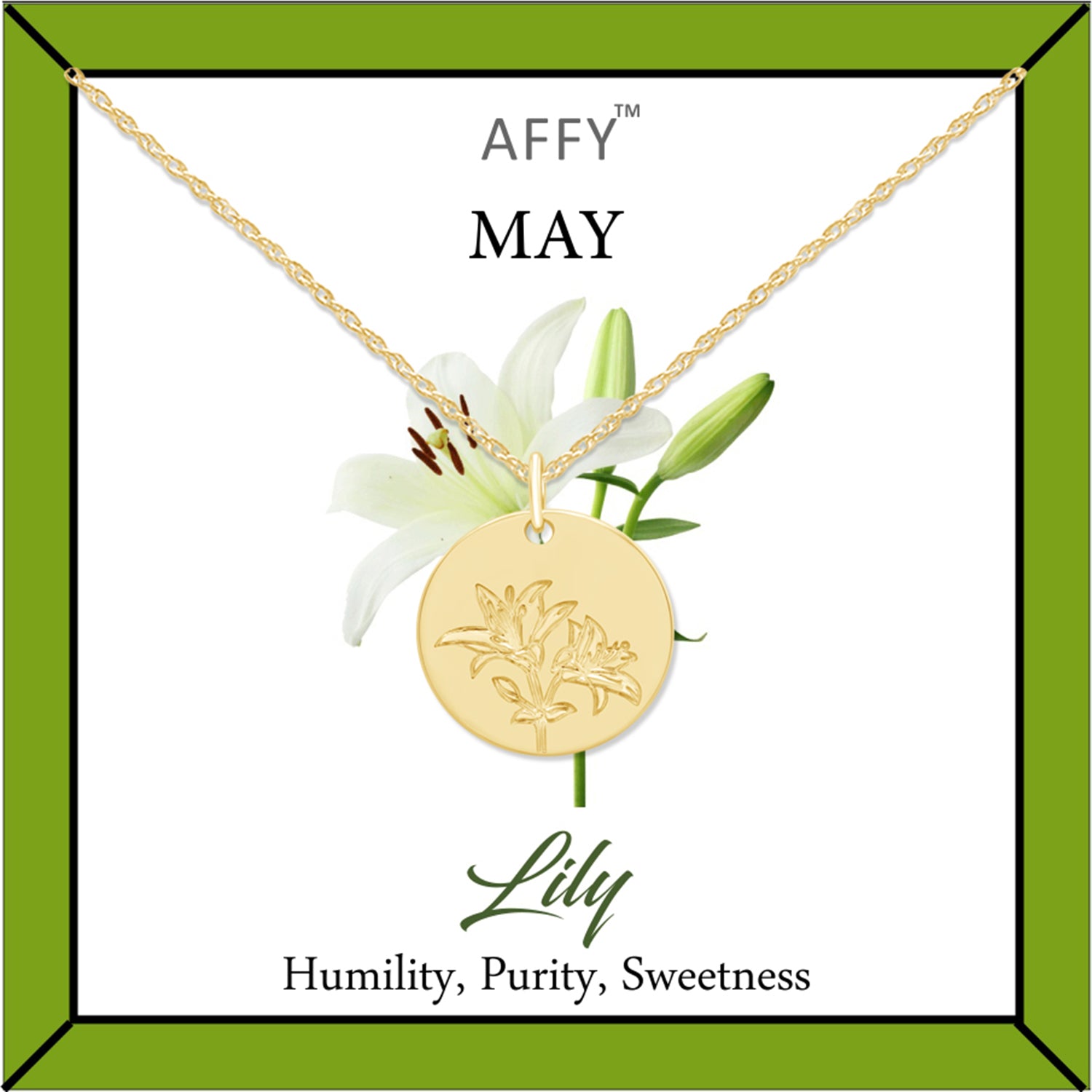 Flower Disc Charm Pendant Necklace 18K Gold Plated