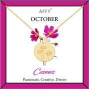 Flower Disc Charm Pendant Necklace 18K Gold Plated