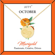 Flower Disc Charm Pendant Necklace 18K Gold Plated