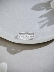 1/10 Carat CT Round White Natural Diamond Bypass Heart Promise Ring 14k Gold Over Sterling Silver Gift for Her