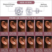IGI CERTIFIED 1 to 10 Carat LAB GROWN Solitaire Diamond Stud Earrings Round Cut 4 Prong Screw Back in 14k Solid Gold (F-G Color, VS1-VS2 Eye Clean Clarity)