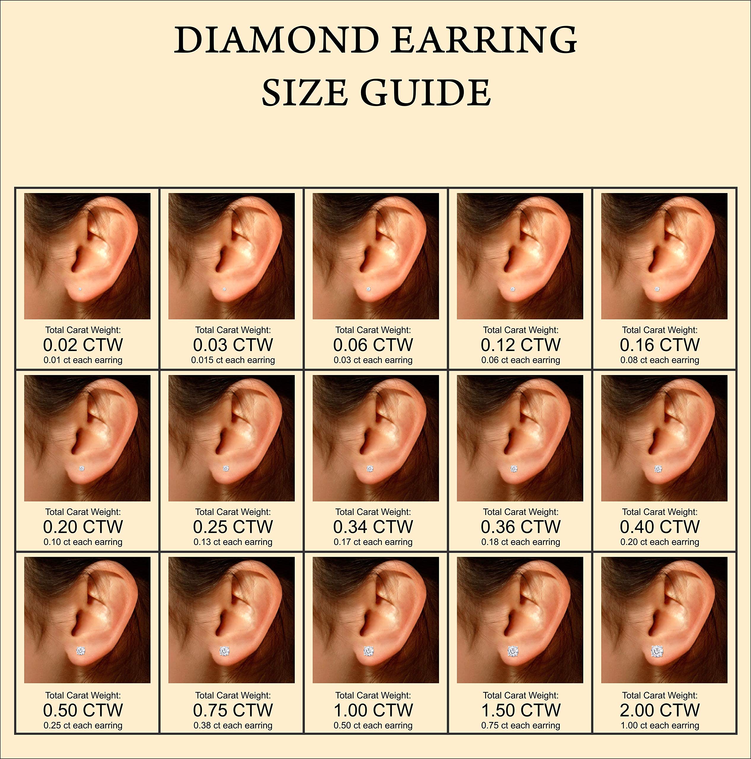 0.04 to 0.25 Carat Round Cut Natural Diamond Stud Screw Back Earrings in 14k Solid Gold Jewelry