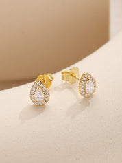 Pear & Round Moissanite Diamond Stud Earrings
