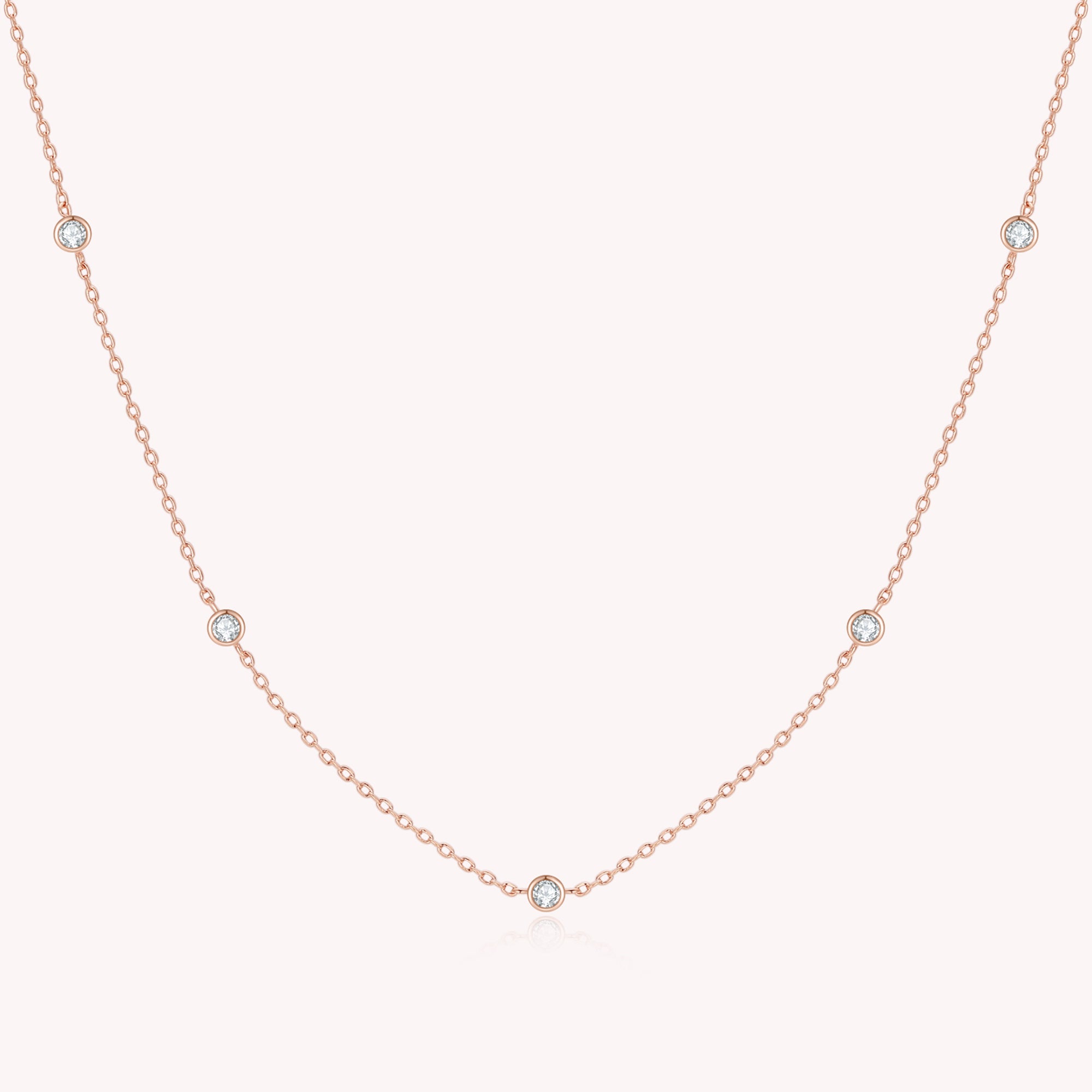 Five Stone Station Moissanite Diamond Necklace