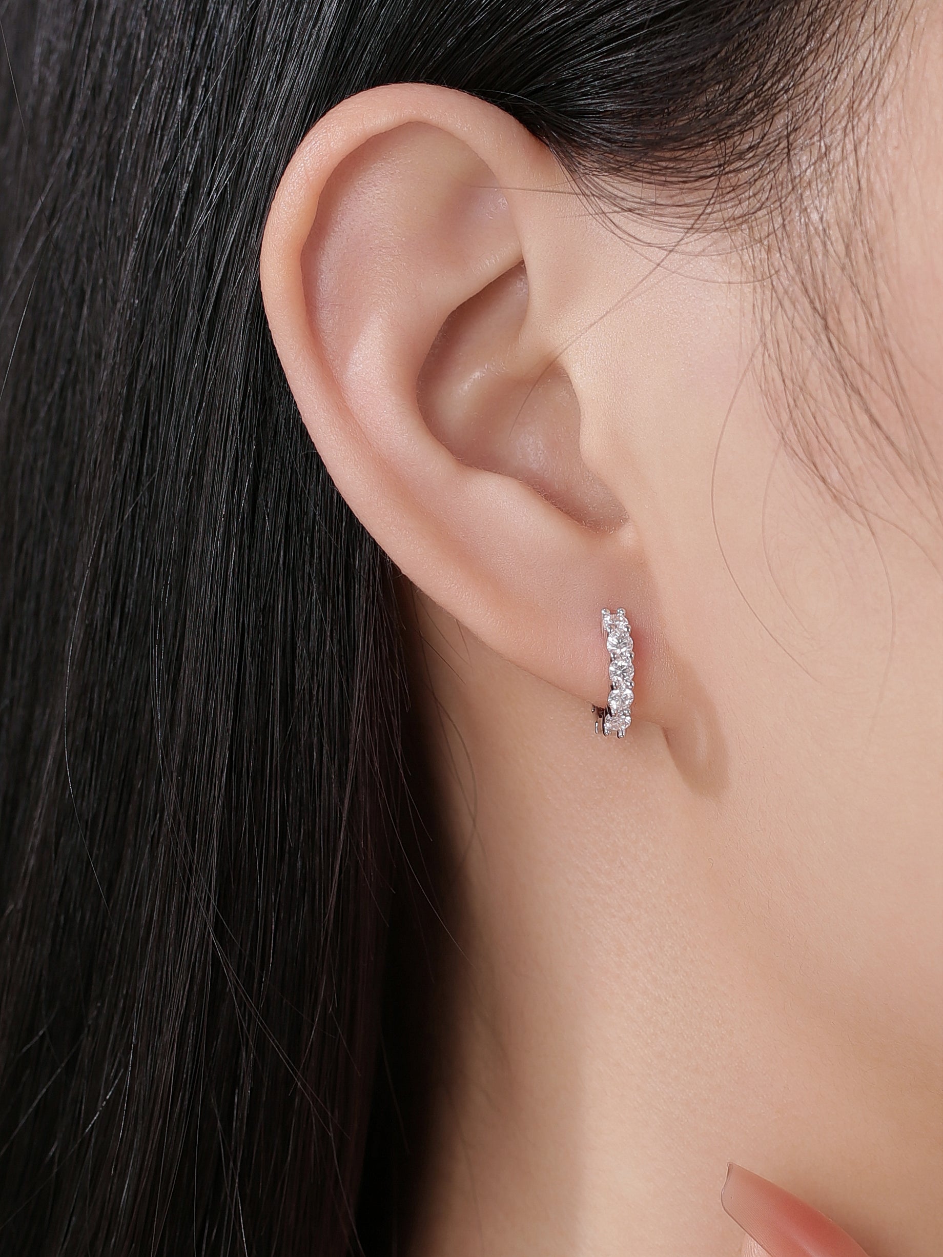 Iced out Lab Created Moissanite Hoop Earring