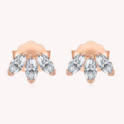 Trio Stone Stud Earrings