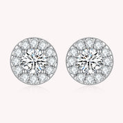 Halo Moissanite Stud Earrings