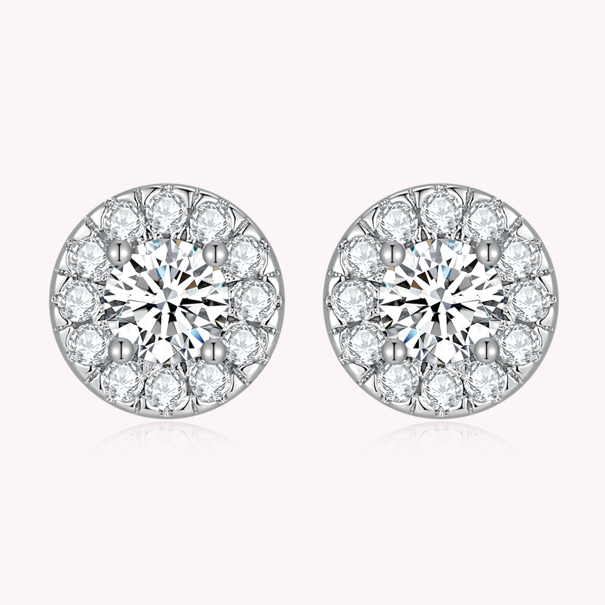 Halo Moissanite Stud Earrings