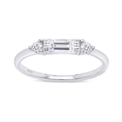 925 Sterling Silver Baguette Cut Simulated Birthstone And White Cubic Zirconia Three Stone Design Bridal Engagement Wedding Ring Jewelry Gift For Her