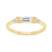 925 Sterling Silver Baguette Cut Simulated Birthstone And White Cubic Zirconia Three Stone Design Bridal Engagement Wedding Ring Jewelry Gift For Her