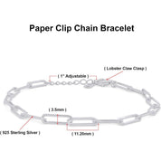 Adjustable Paper Clip Chain Bracelet 7" Length +1"