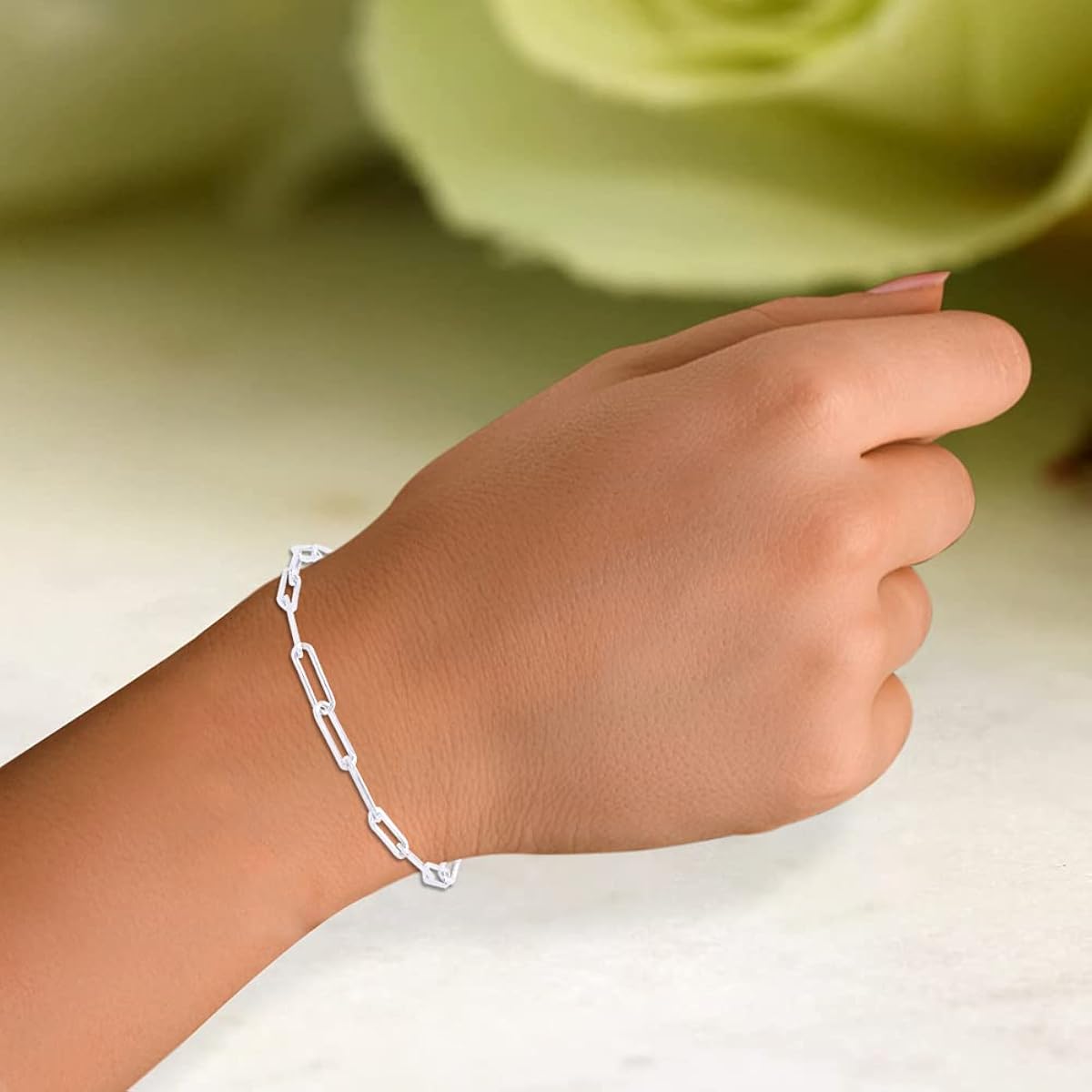 Adjustable Paper Clip Chain Bracelet 7" Length +1"