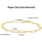 Adjustable Paper Clip Chain Bracelet 7" Length +1"