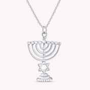 Hanukkah Menorah Star Of David Pendant Necklace