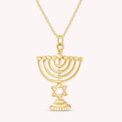 Hanukkah Menorah Star Of David Pendant Necklace