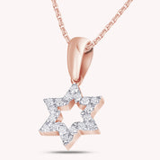 Jewish Star of David White CZ 14K Gold Over Sterling Pendant Necklace