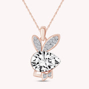 Cubic Zirconia Bunny Animal Pendant Necklace In 14K Gold Over Sterling Silver