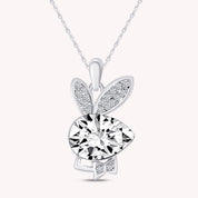 Cubic Zirconia Bunny Animal Pendant Necklace In 14K Gold Over Sterling Silver