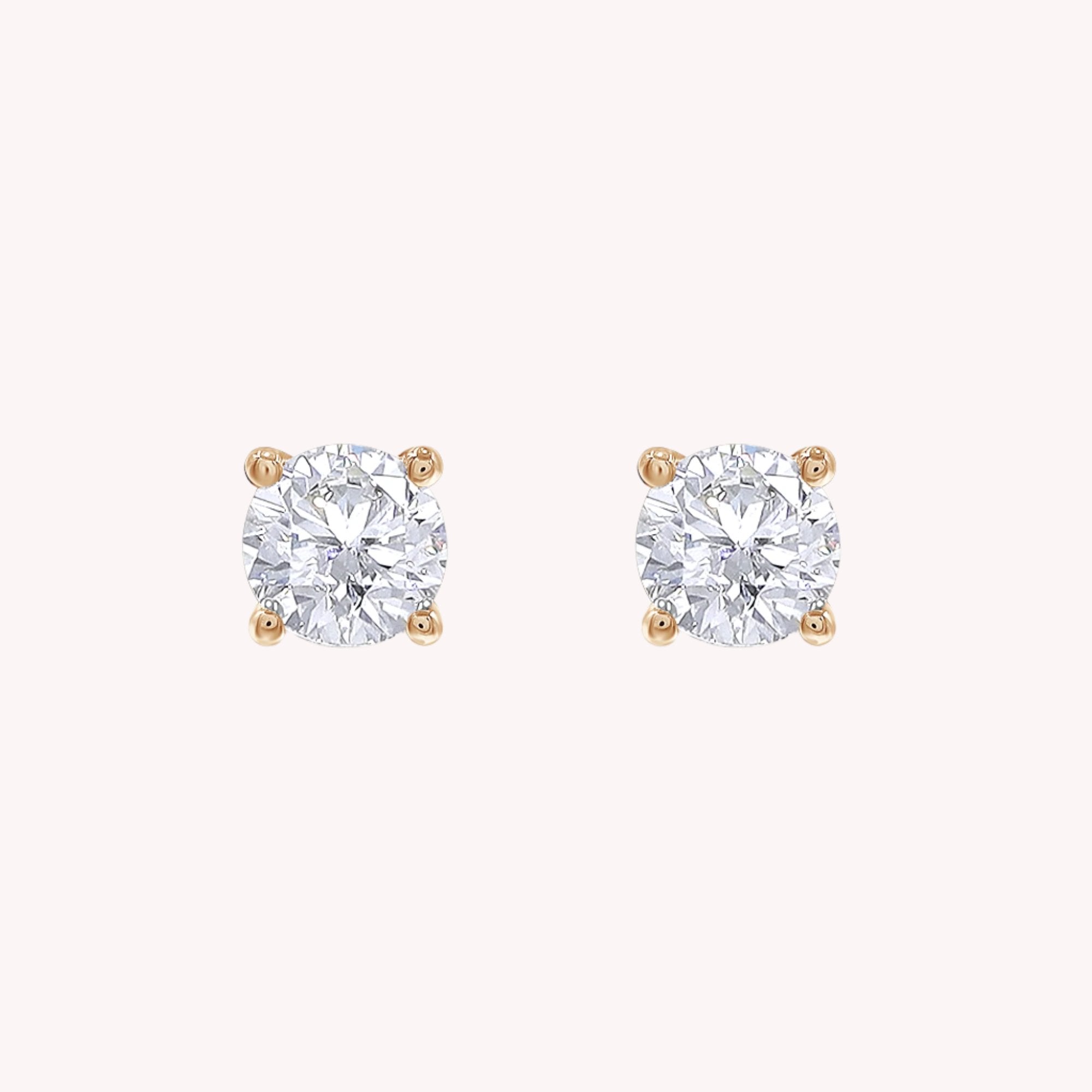 1 Carat Round Lab Grown Diamond Solitaire Stud Earring