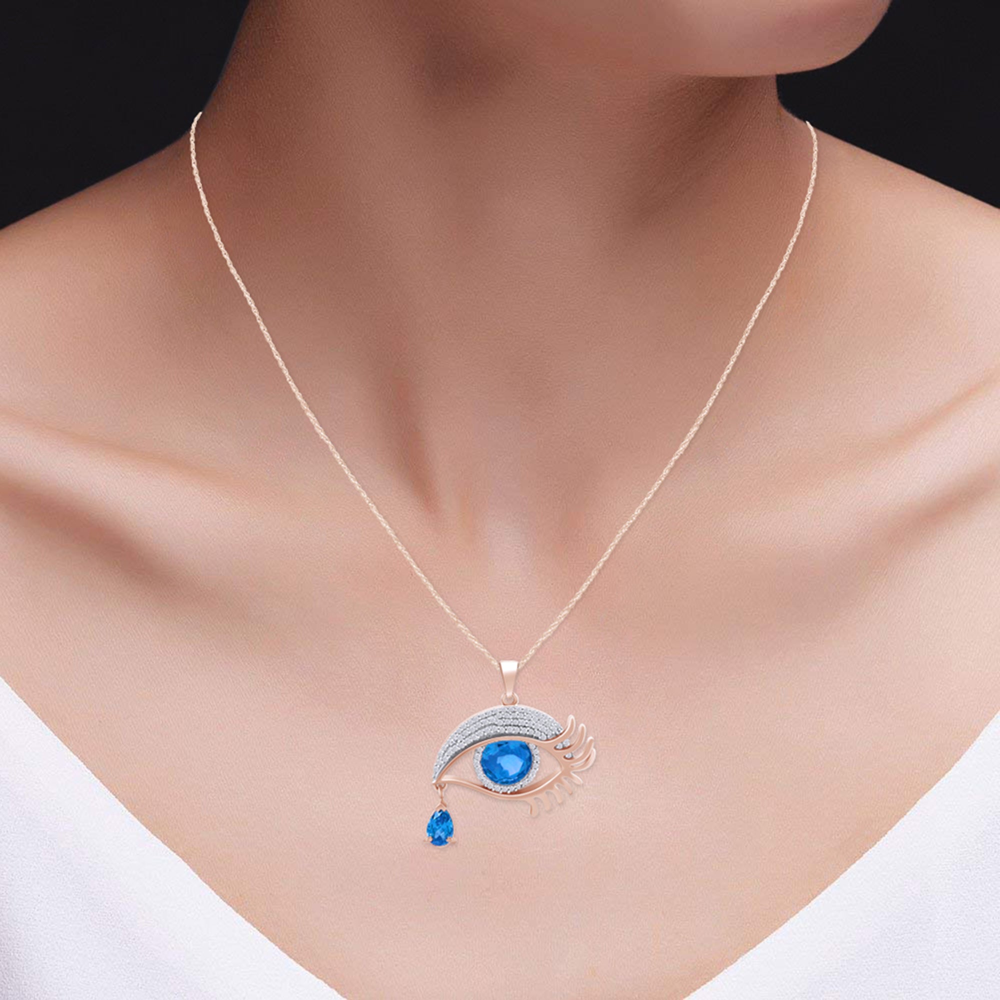 Angel Eye Teardrop Pendant Necklace