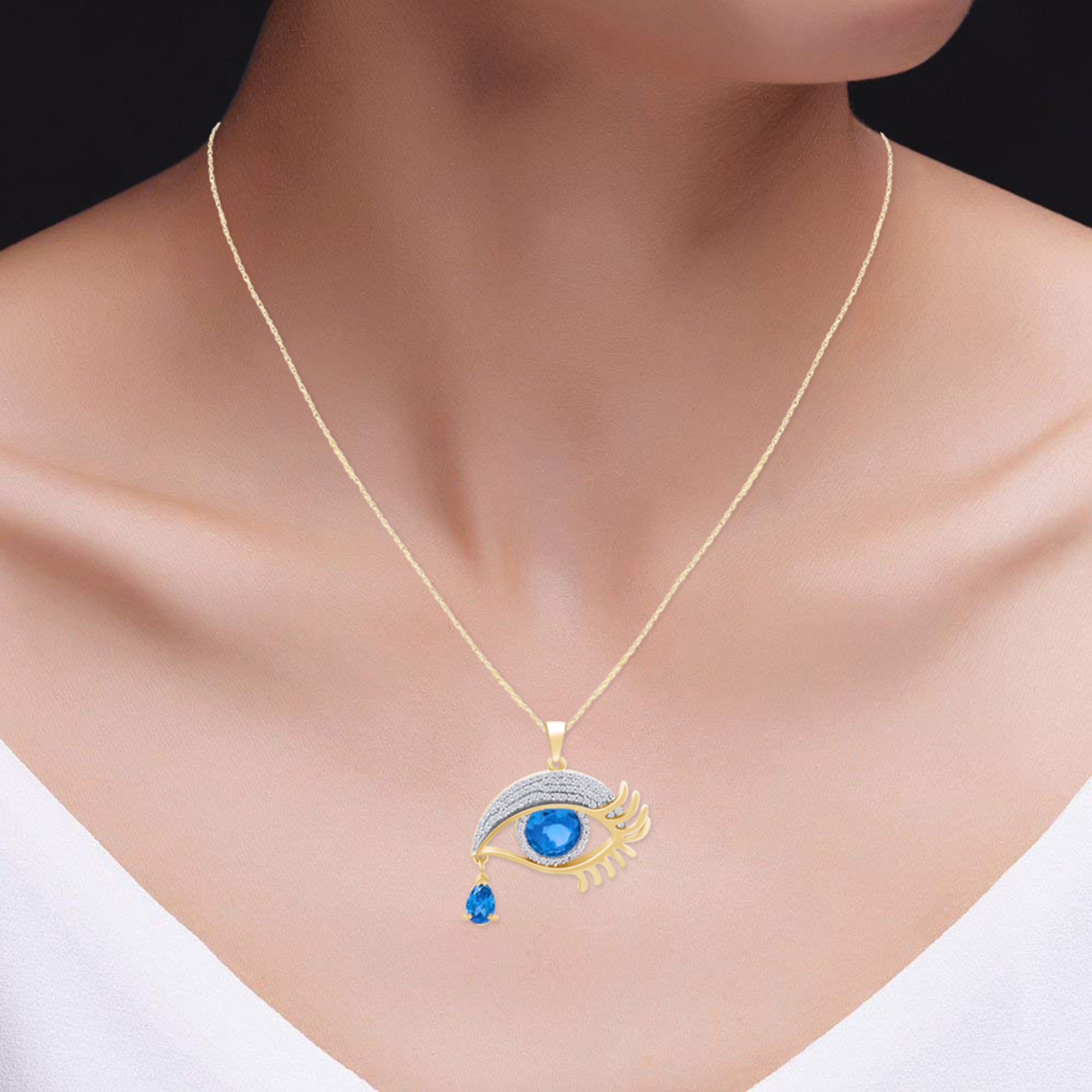 Angel Eye Teardrop Pendant Necklace