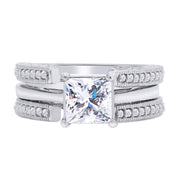Cathedral Guard Enhancer Wedding Ring Cubic Zirconia Sterling Silver