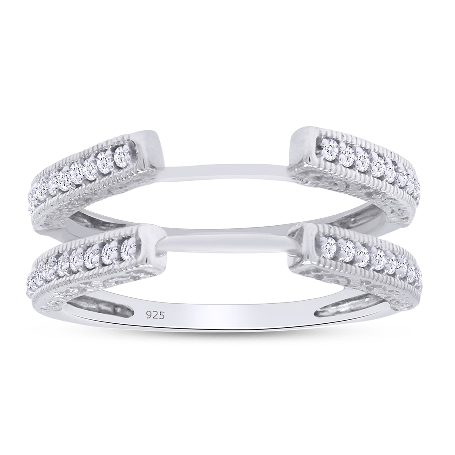 Cathedral Guard Enhancer Wedding Ring Cubic Zirconia Sterling Silver