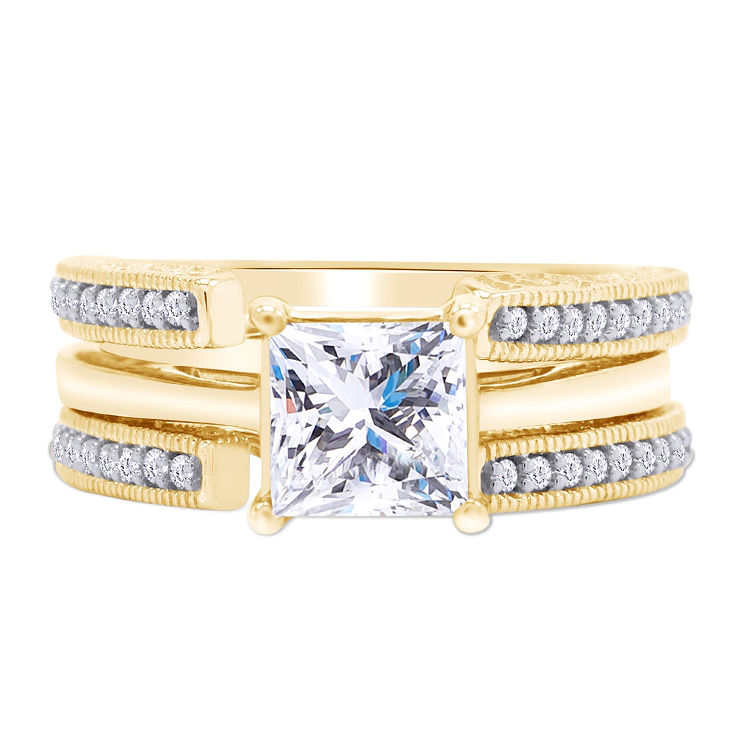 Cathedral Guard Enhancer Wedding Ring Cubic Zirconia Sterling Silver